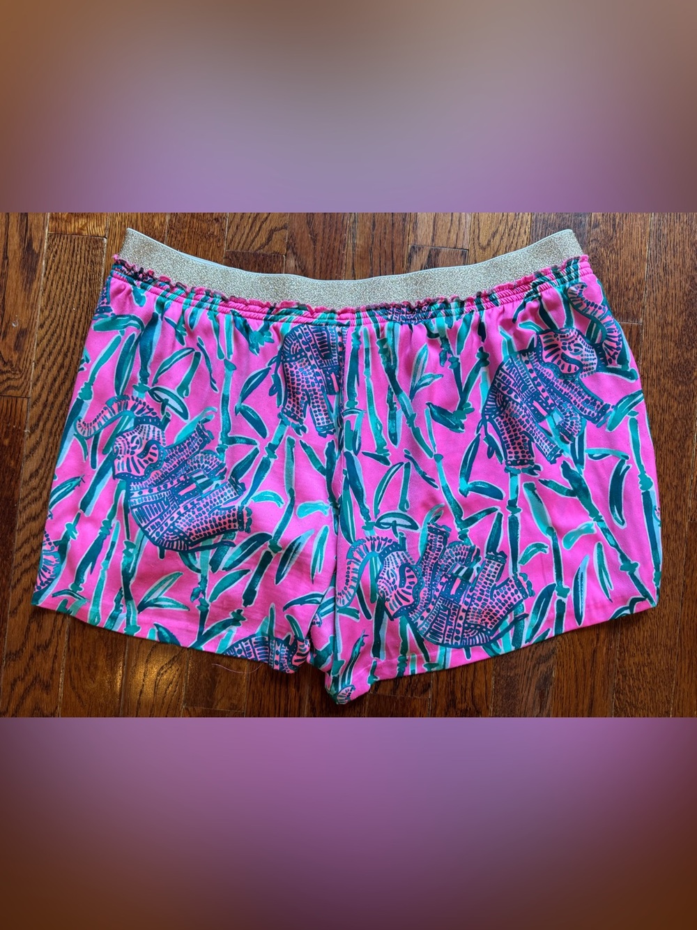 Lilly Pulitzer Rylan Shorts Mandevilla Pink Extra Lucky Elephant Bamboo Flowy XL